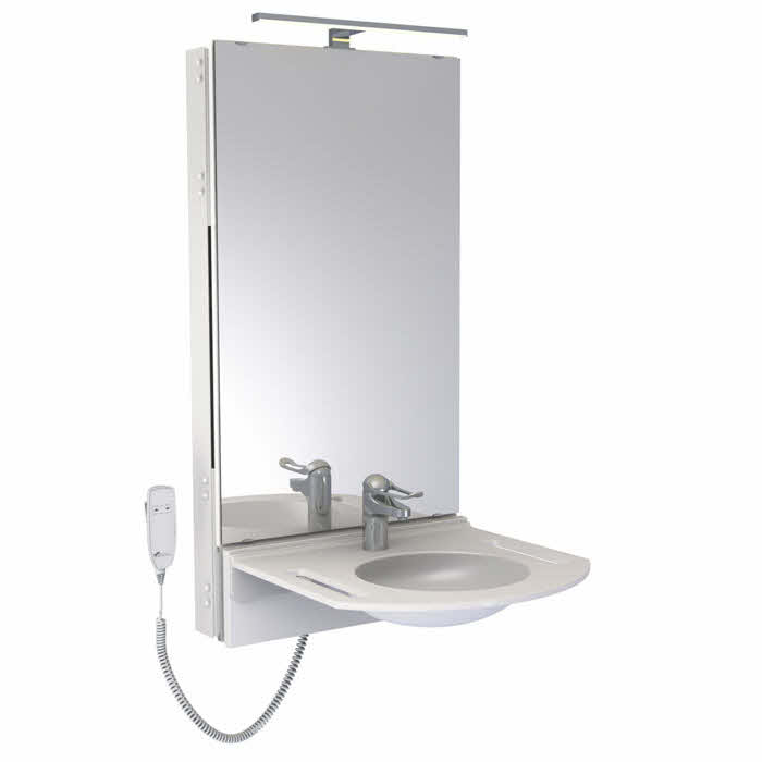 Waschtischlift motorisch hoehenverstellbar m.Taster m.Griff-Waschtisch