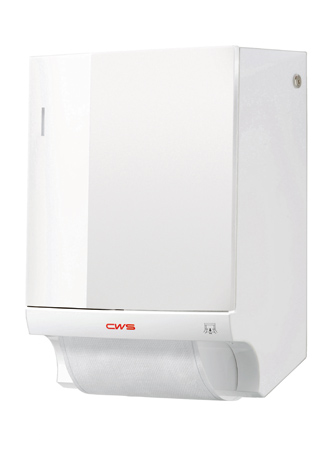 CWS Stoffhandtuchspender weiss berührungslose Handhabung