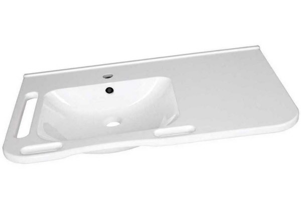 Waschtisch Mineralguss barrierefrei 845x555 mm weiss mit 